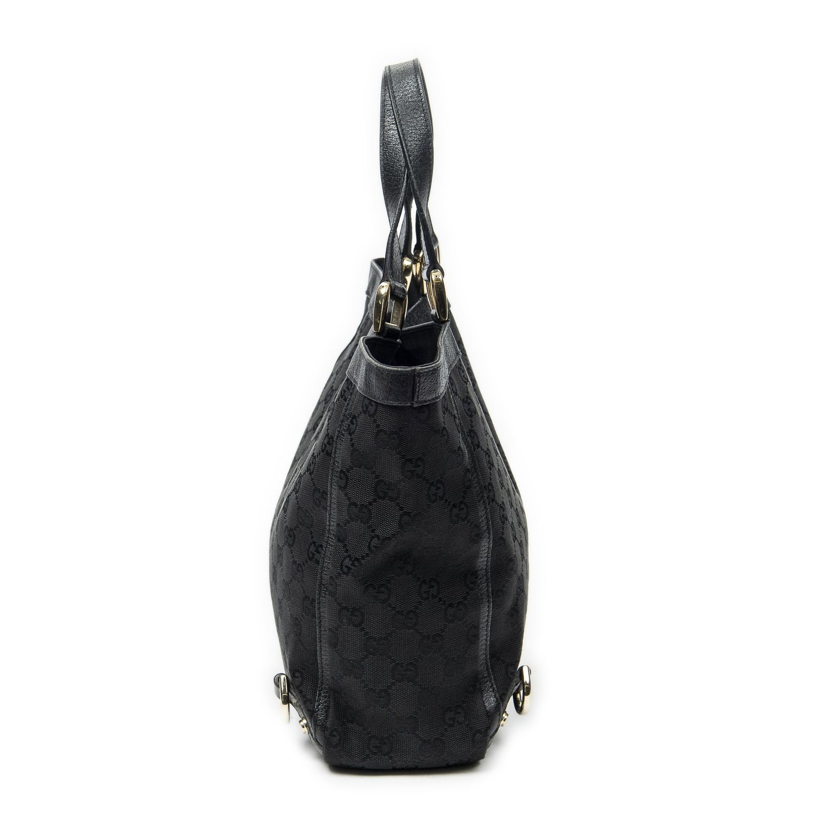 中古] GUCCI グッチスモール アビー Dリング トートバッグ黒GG