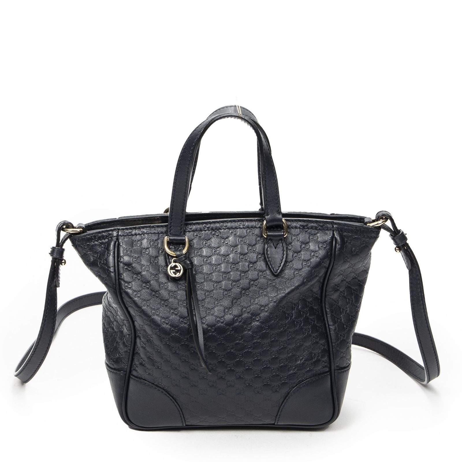 [中古] GUCCI グッチスモール ブリー トートネイビーミクログッチシマレザーA