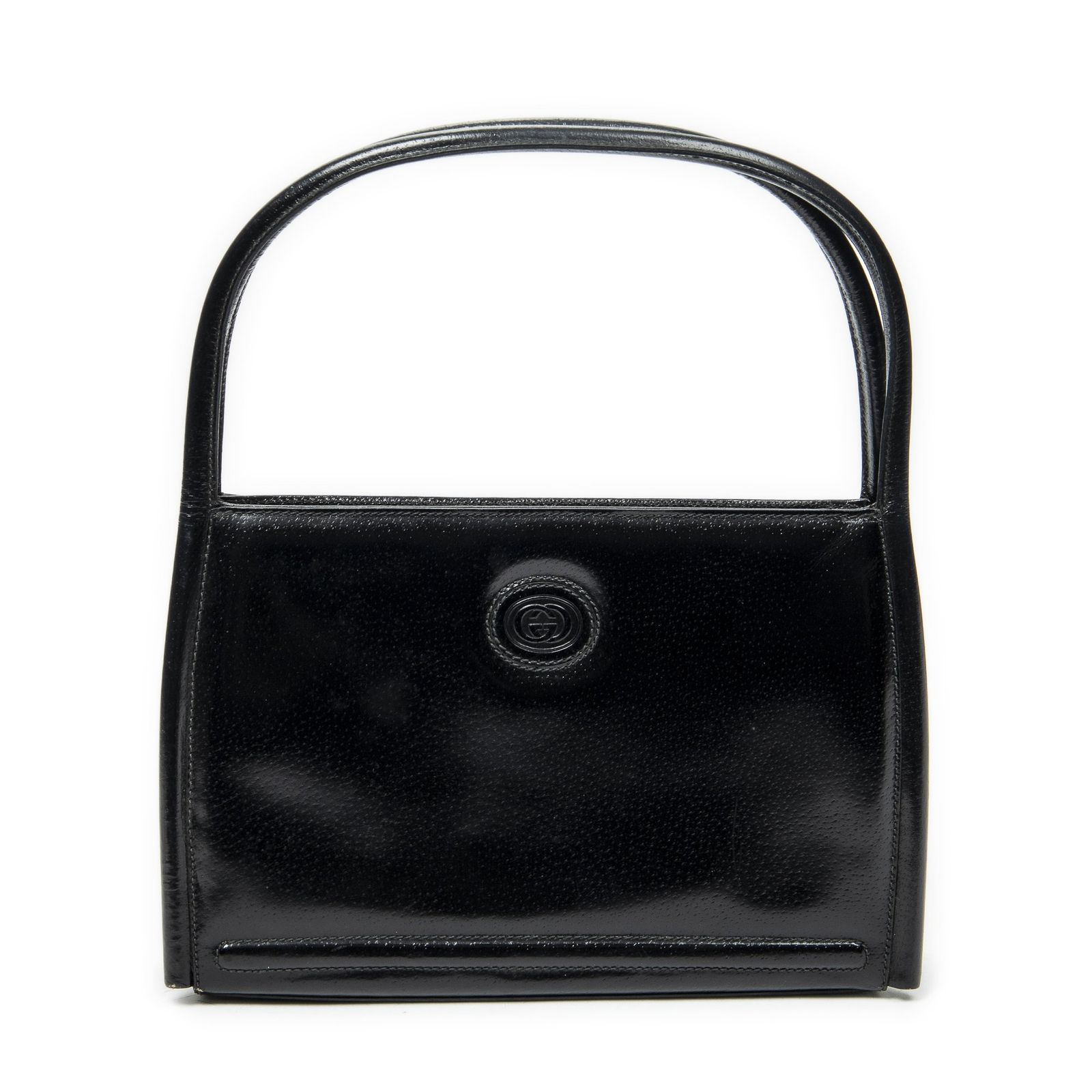 [中古] GUCCI グッチヴィンテージ・レクタンギュラー・トップハンドル黒グレインカーフスキンレザーA