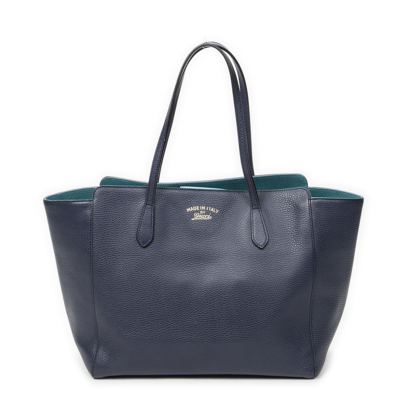 [中古] GUCCI グッチミディアムスイングトートネイビー/ティールグレインカーフスキンレザーA