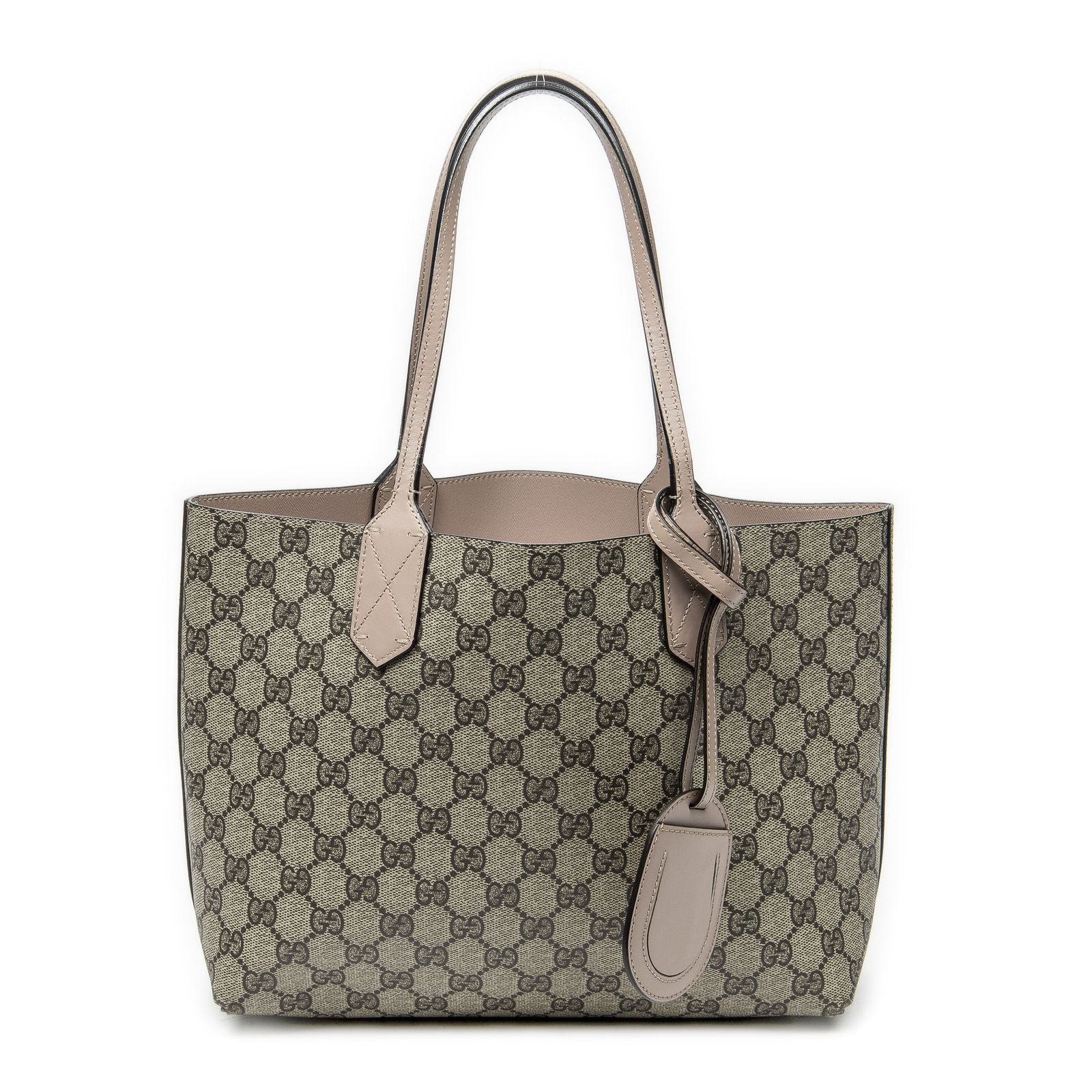 [中古] GUCCI グッチスモールリバーシブルトートライトピンク、ベージュスプリームPVCキャンバスA