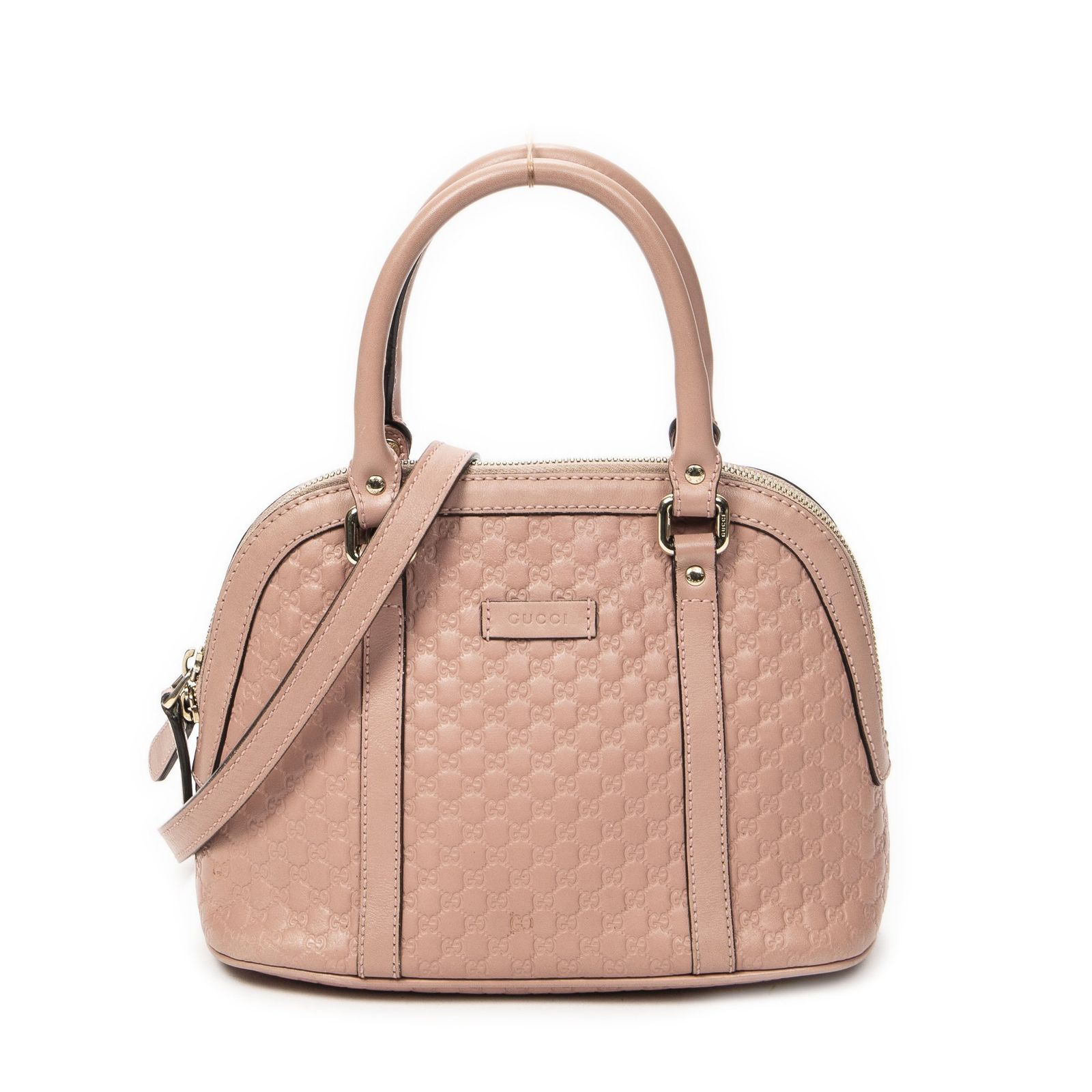 [中古] GUCCI グッチミニ ドーム トートピンクミクログッチシマレザーAB