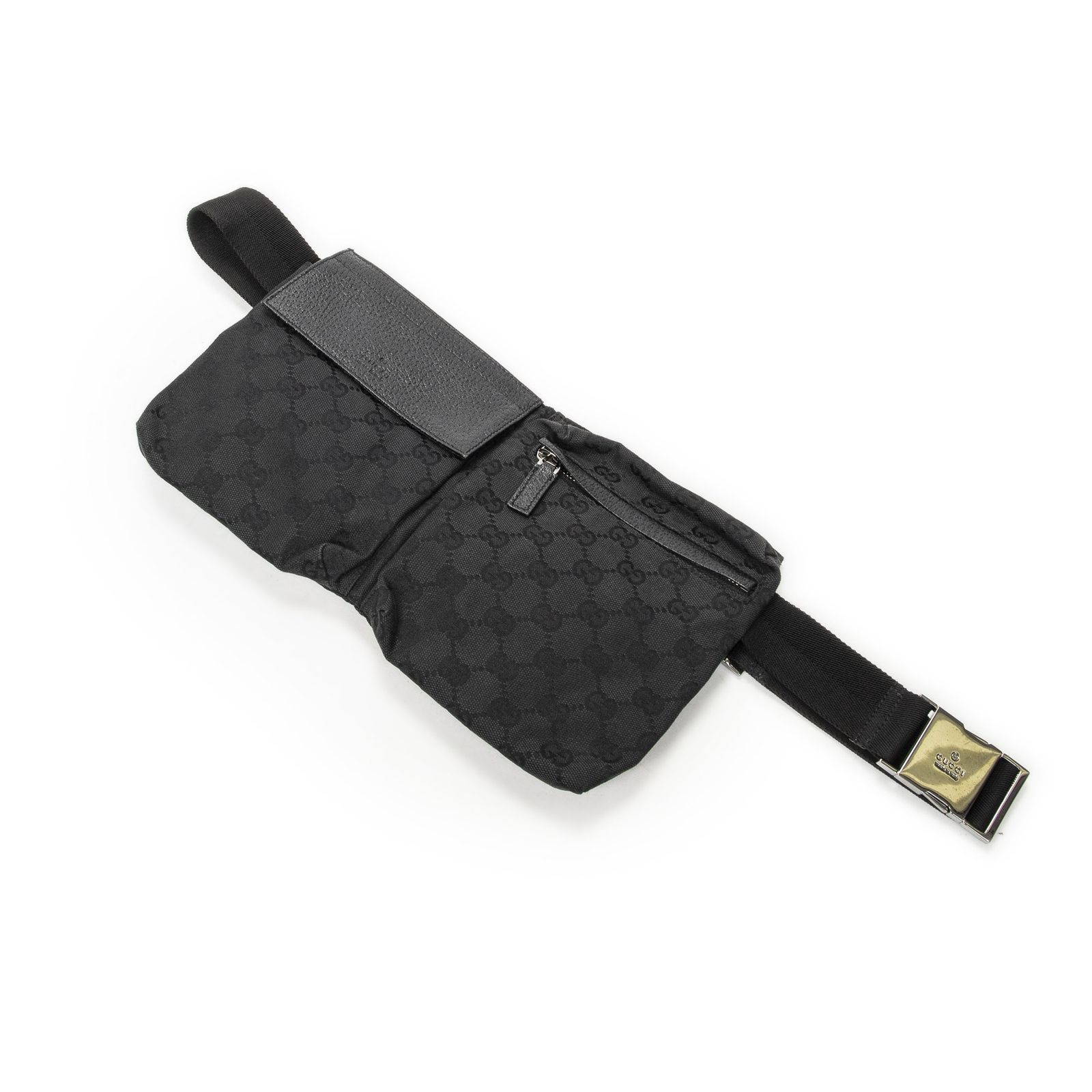 [中古] GUCCI グッチウエストポーチ黒GGキャンバスA