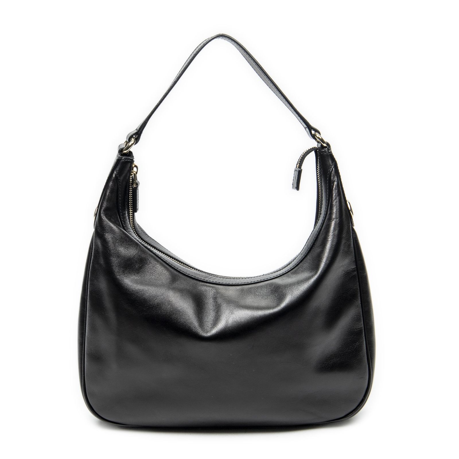 [中古] GUCCI グッチスモール Charmy ホーボー黒カーフスキンレザーA