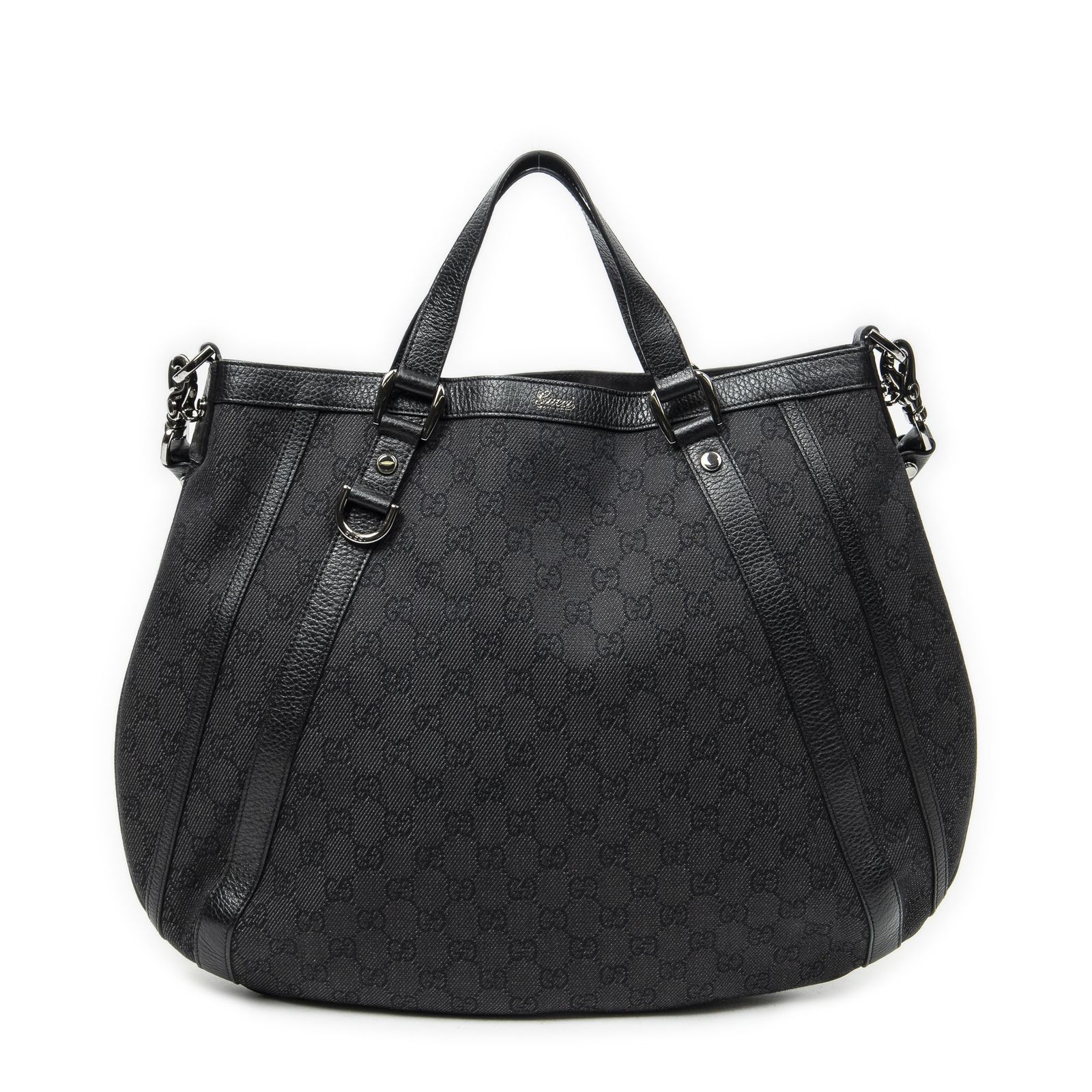 [中古] GUCCI グッチコンバーチブルトートブラックデニムGGデニムキャンバスA
