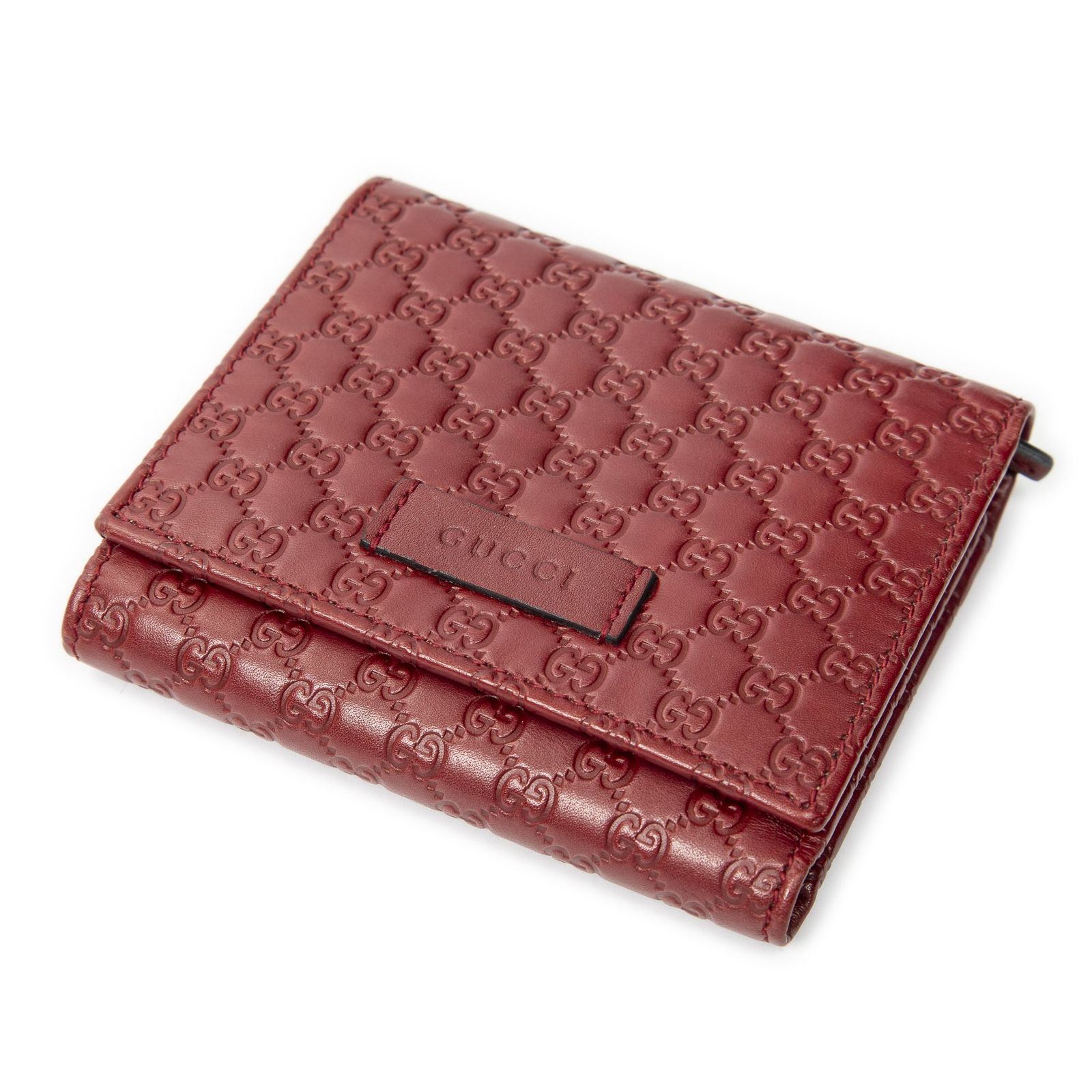 [中古] GUCCI グッチコンパクトな二つ折り財布赤グッチッシマA