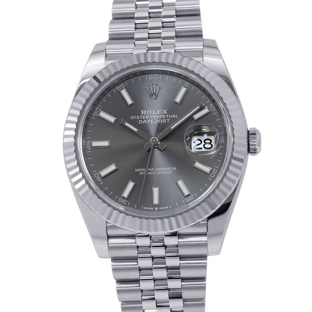 ロレックス デイトジャスト41 SS/K18WG ランダムシリアル ルーレット 126334 ROLEX 腕時計 スレート文字盤