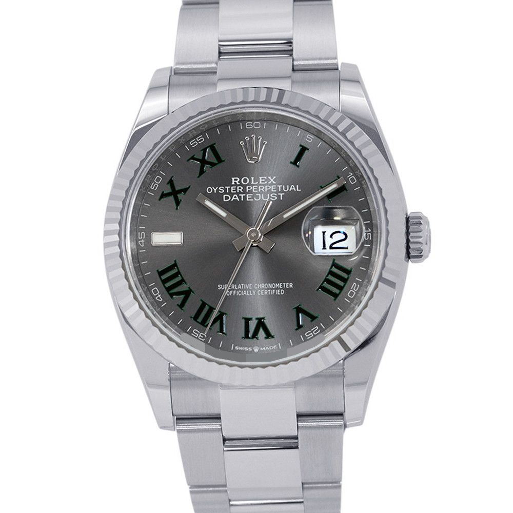 ロレックス デイトジャスト36 SS/K18WG ランダムシリアル ルーレット 126234 ROLEX 腕時計 スレート文字盤