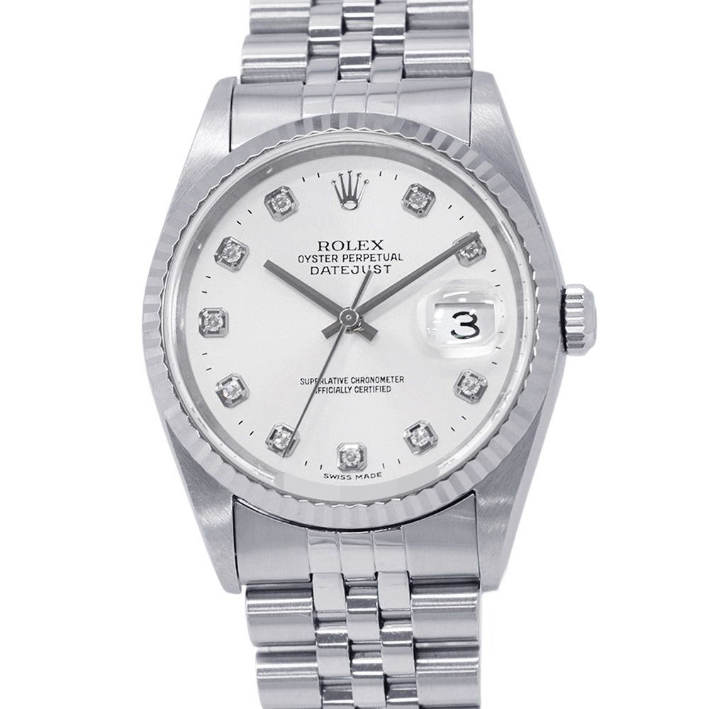 ロレックス デイトジャスト36 Y番 SS/K18ホワイトゴールド 16234G ROLEX 腕時計 シルバー文字盤 10Pダイヤ