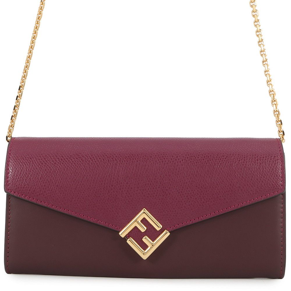 フェンディ チェーンウォレット FFダイヤモンド バイカラー レザー BM0365 FENDI 財布 長財布