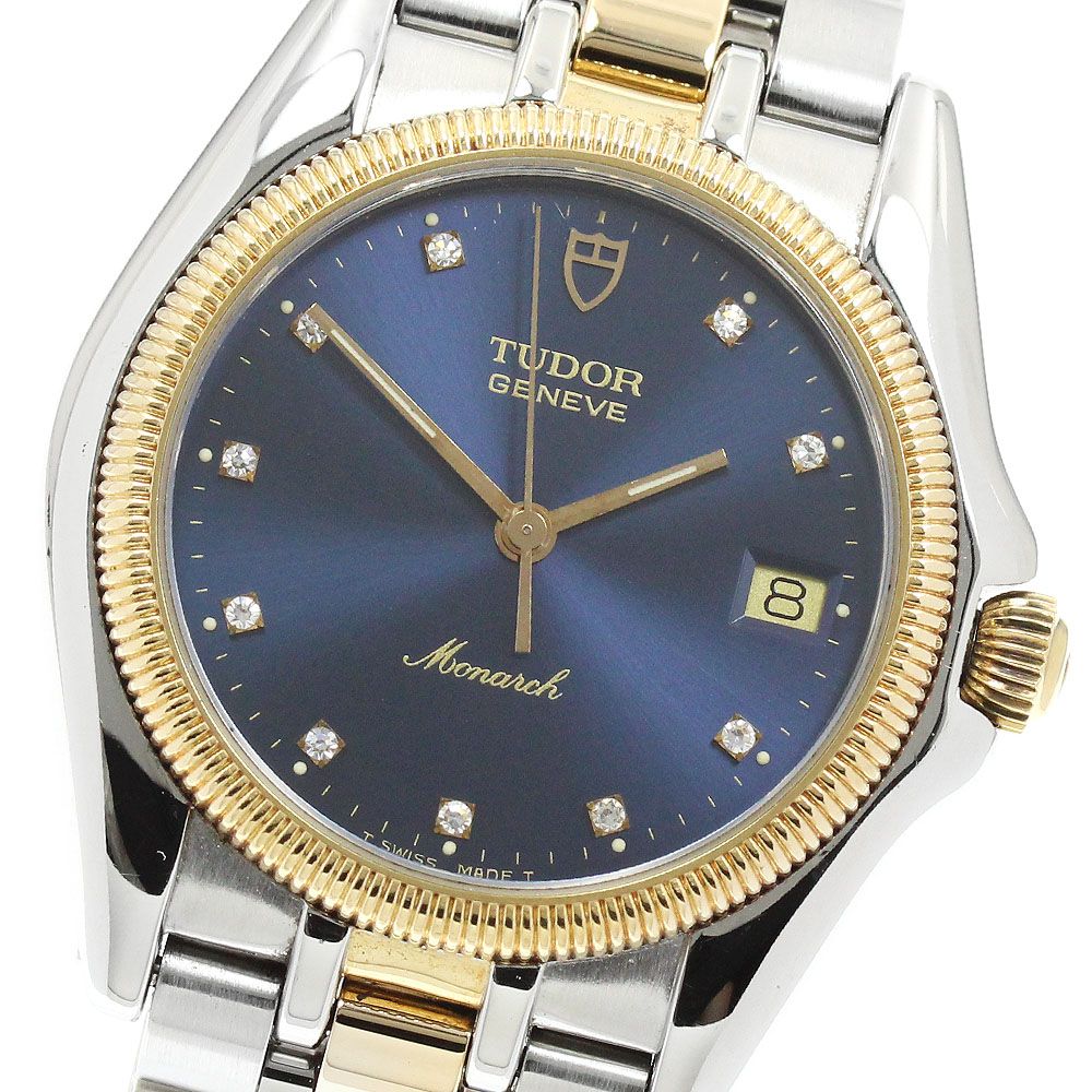 チュードル TUDOR 15733 モナーク デイト 10Pダイヤ クォーツ ボーイズ 良品 _955385