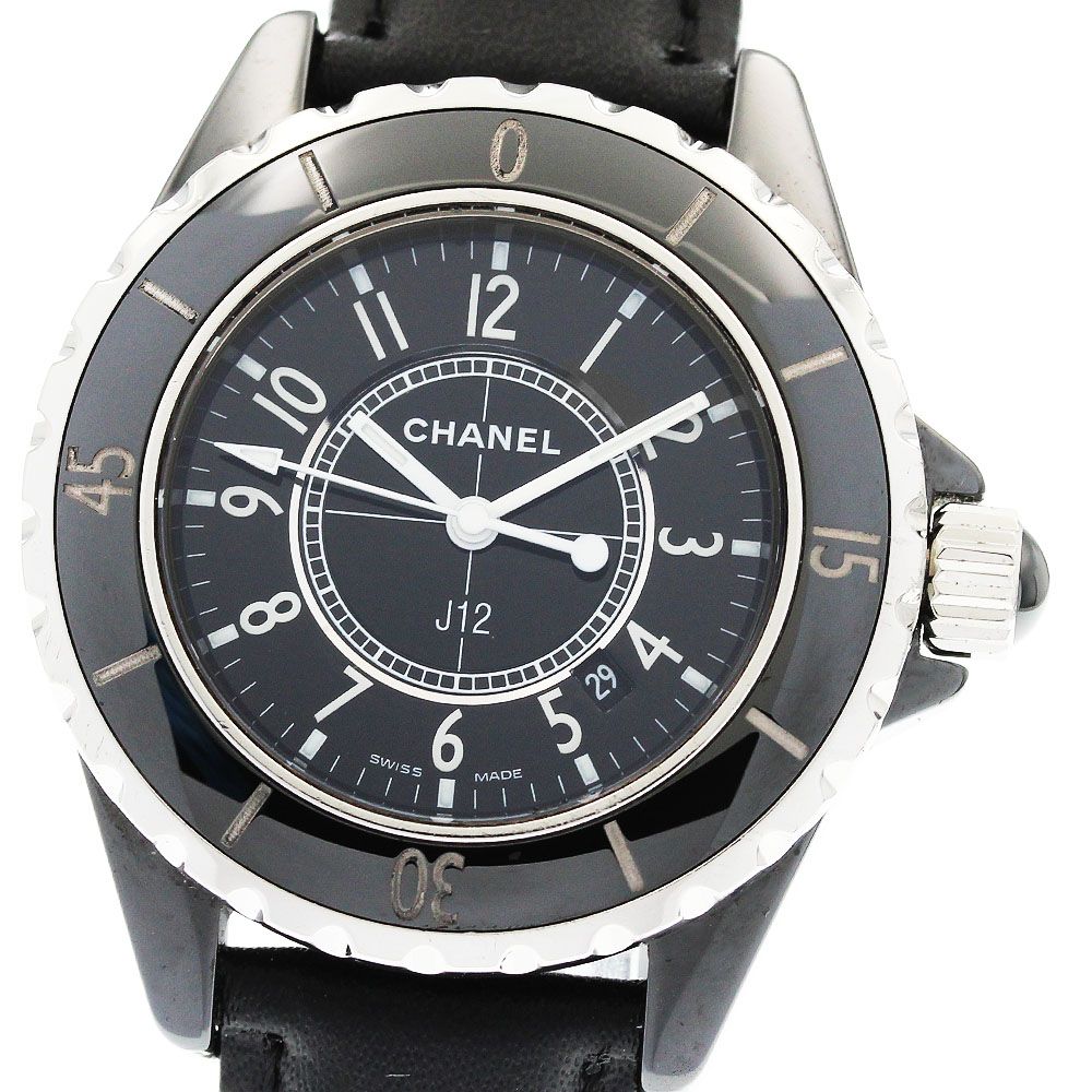 シャネル CHANEL H0680 J12 黒セラミック デイト クォーツ レディース