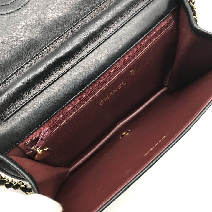 良品 CHANEL シャネル ココマーク マトラッセ プッシュロック レザー