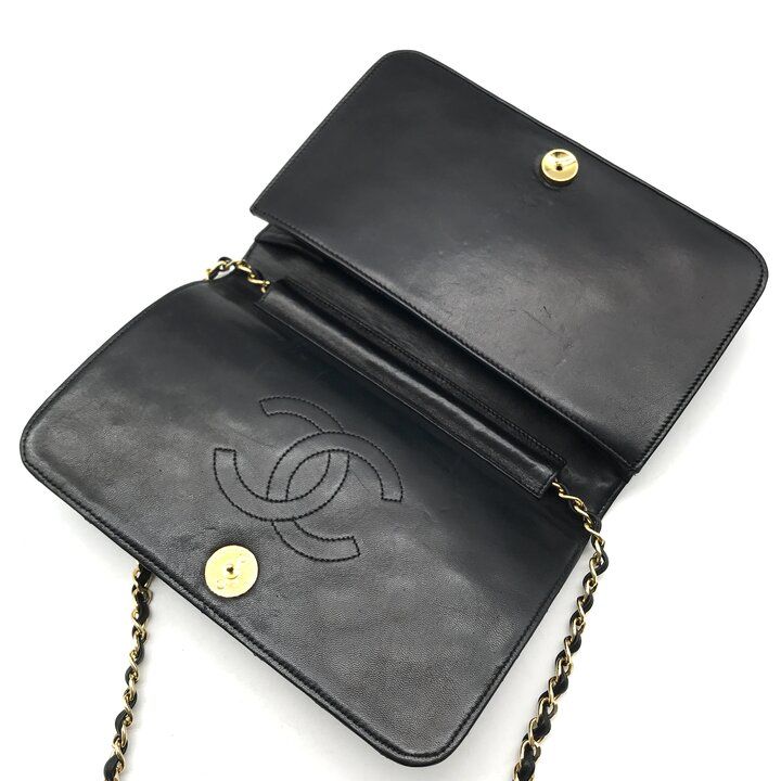 良品 CHANEL シャネル ココマーク マトラッセ プッシュロック レザー