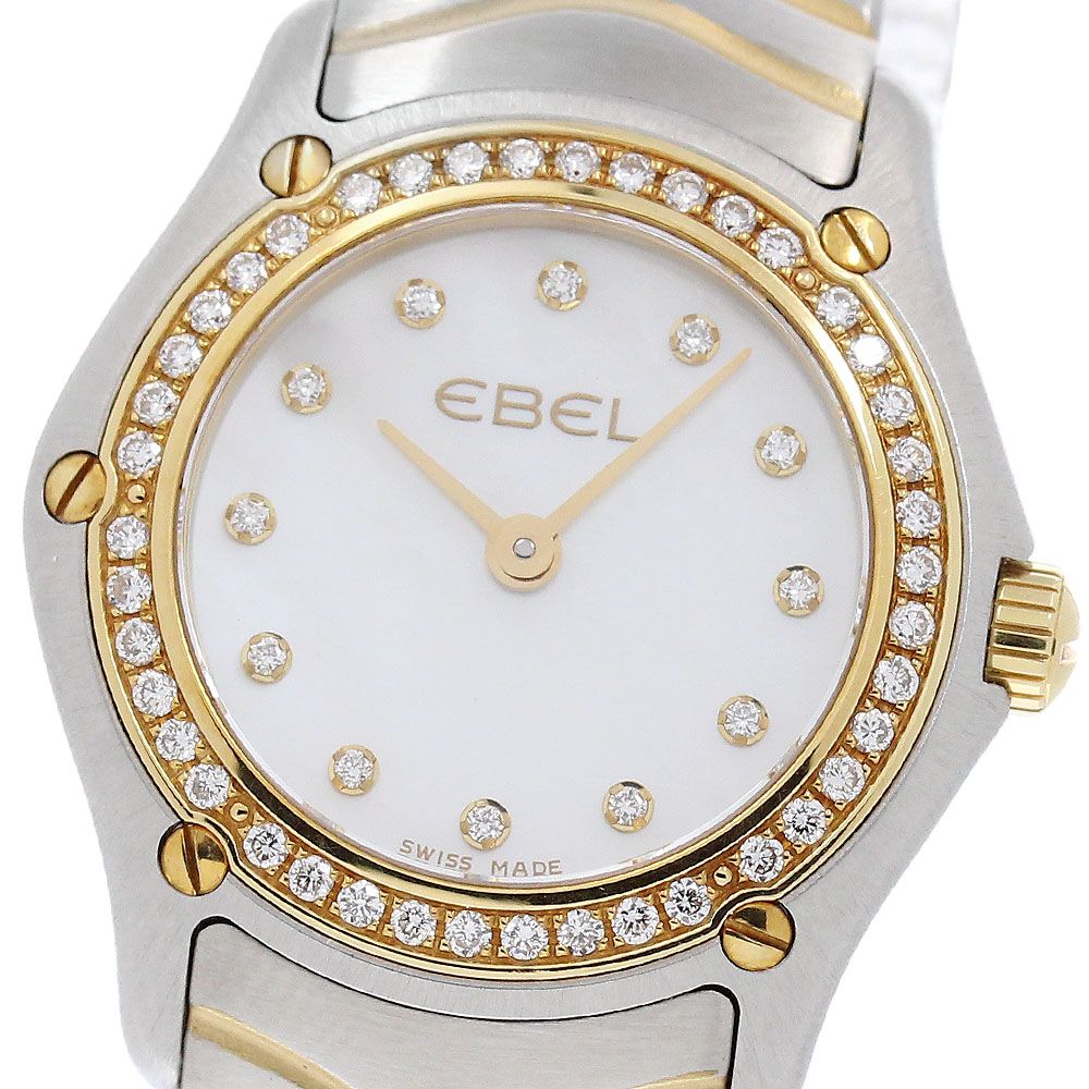 エベル EBEL 1215262 クラシックウェーブ ミニ ダイヤベゼル 12P クォーツ レディース 美品 箱付き_959587