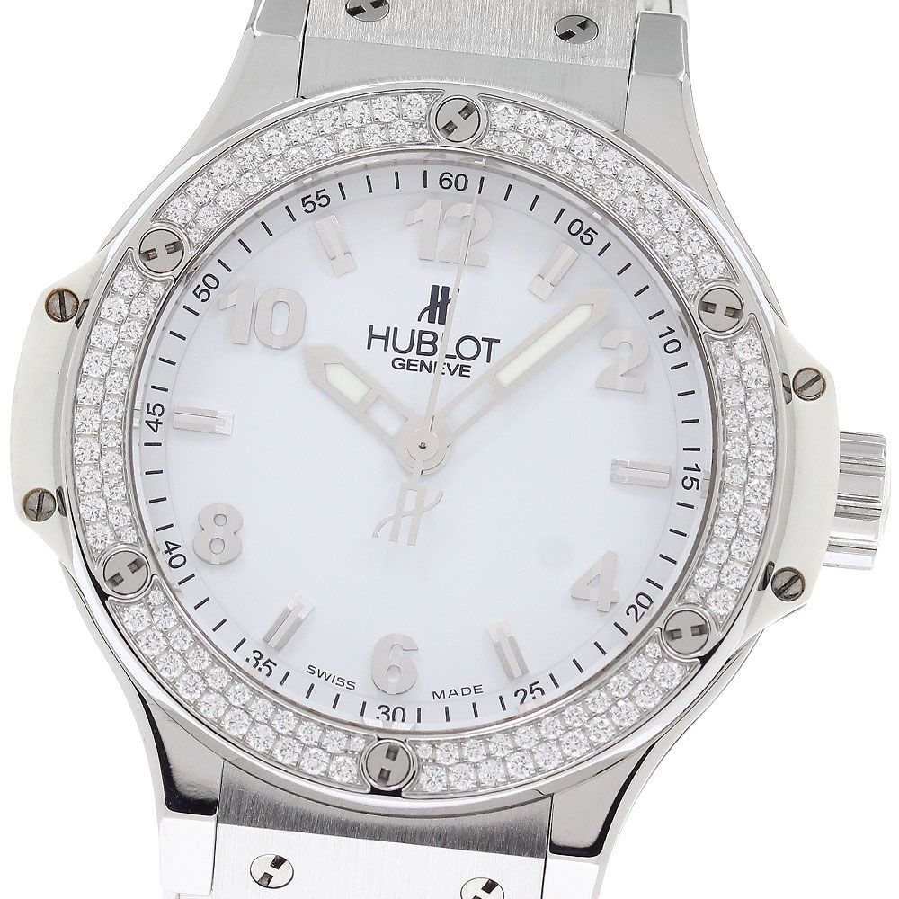 ウブロ HUBLOT 361.SE.2010.RW.1104 ビッグバン スチール ホワイト ダイヤベゼル クォーツ メンズ 保証書付き_944821