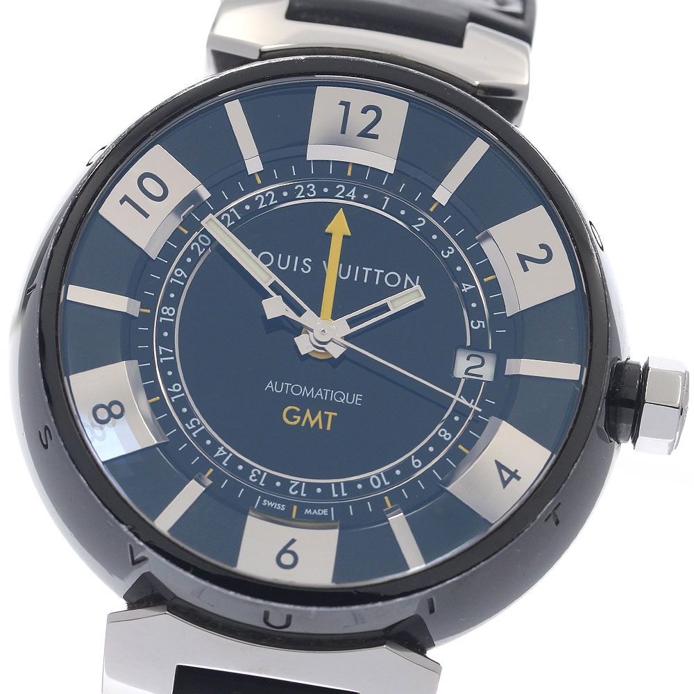 ルイ・ヴィトン LOUIS VUITTON Q113K タンブールインブラック GMT デイト 自動巻き メンズ 内箱付き_956004