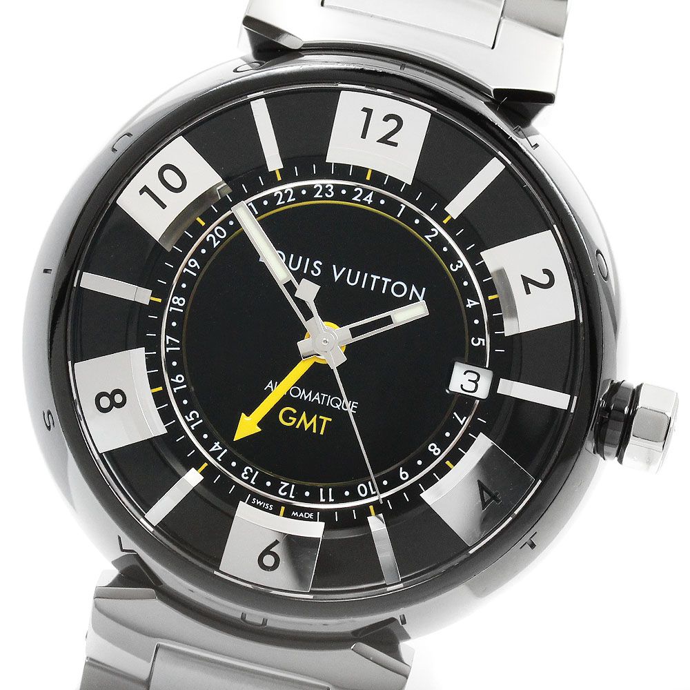 ルイ・ヴィトン LOUIS VUITTON Q113K タンブールインブラック GMT デイト 自動巻き メンズ 箱・保証書付き_951112