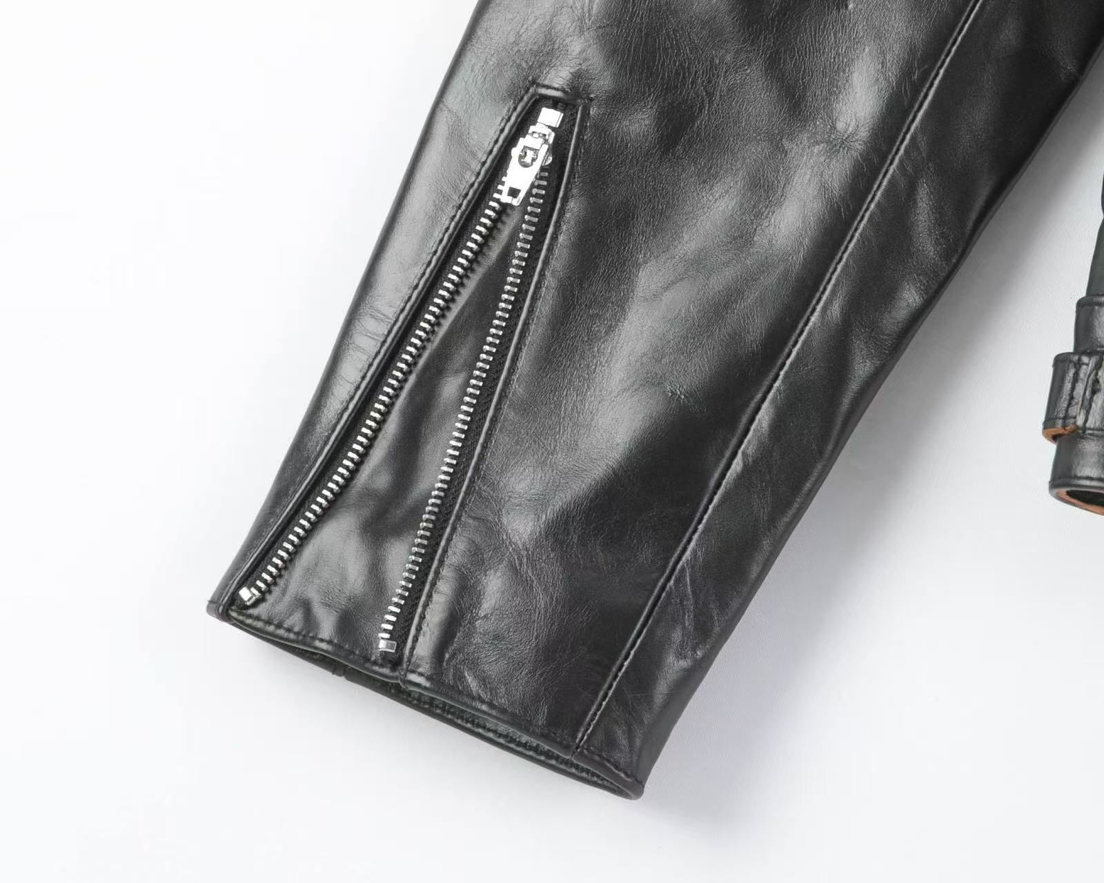 ブリティッシュスタイル ライダース 茶芯 馬革 黑 3XL(46 