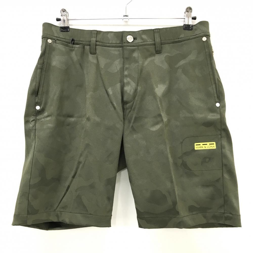【超美品】マークアンドロナ ハーフパンツ カーキ 迷彩 カモフラ ティー装着可 スカル メンズ 50(XL) ゴルフウェア MARK＆LONA