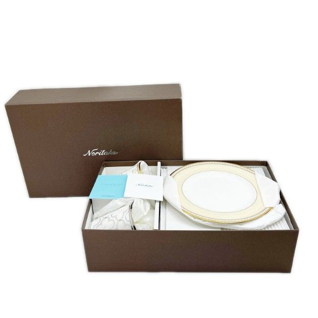 Noritake ノリタケ カップ プレートセット トレフォリオゴールド&プラチナ モーニングペア 箱付 未使用品 洋食器