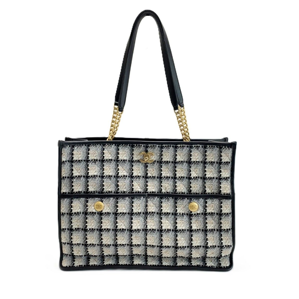 CHANEL シャネル トートバッグ ツイード 2022秋冬モデル ブラック×ホワイト レディース