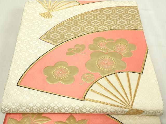 レディース 平和屋本店▽六通柄袋帯 富貴錦 重扇面文 本金箔