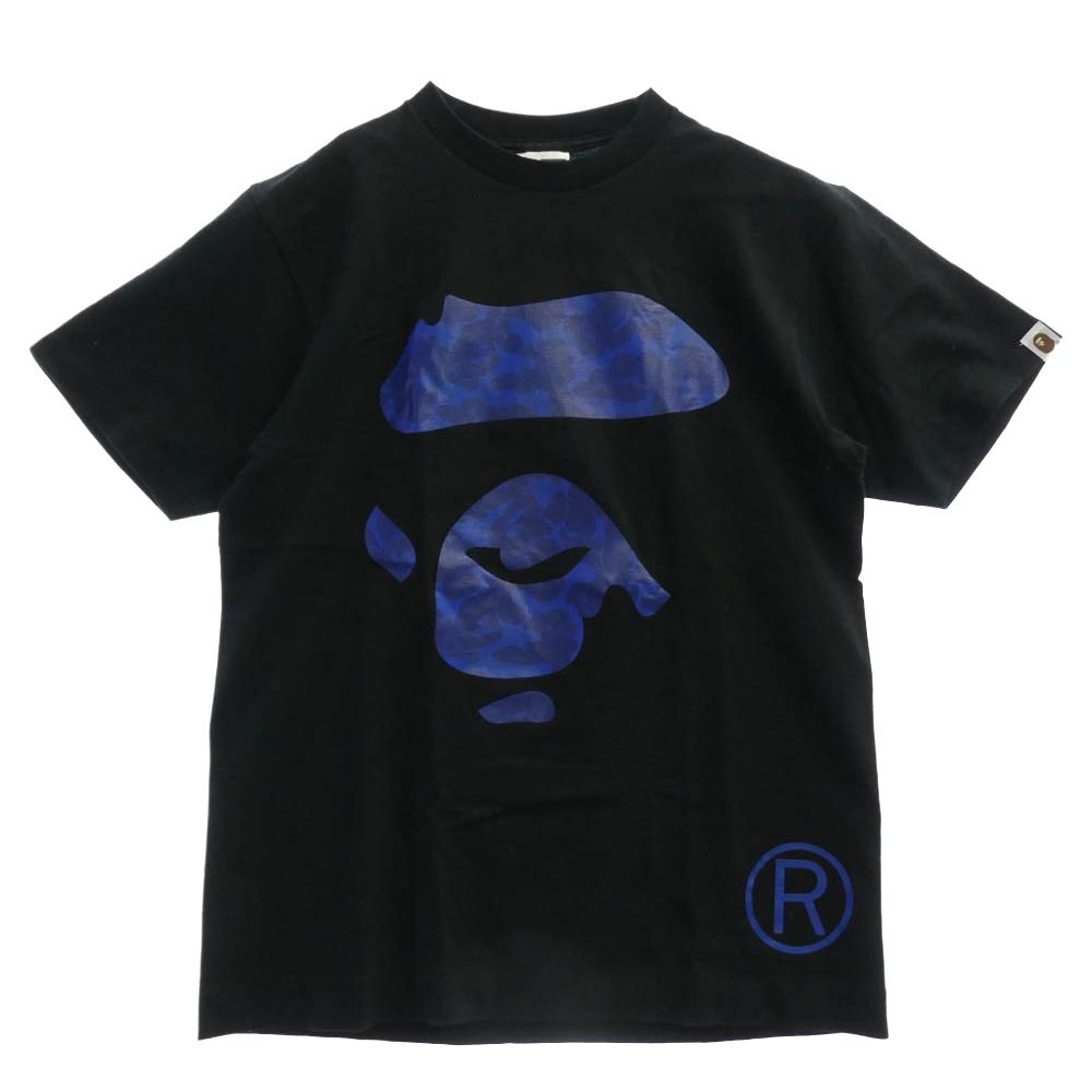 A BATHING APE アベイシングエイプ 猿カモ ビッグフェイス プリント 半袖 Tシャツ ブラック系 M【中古】