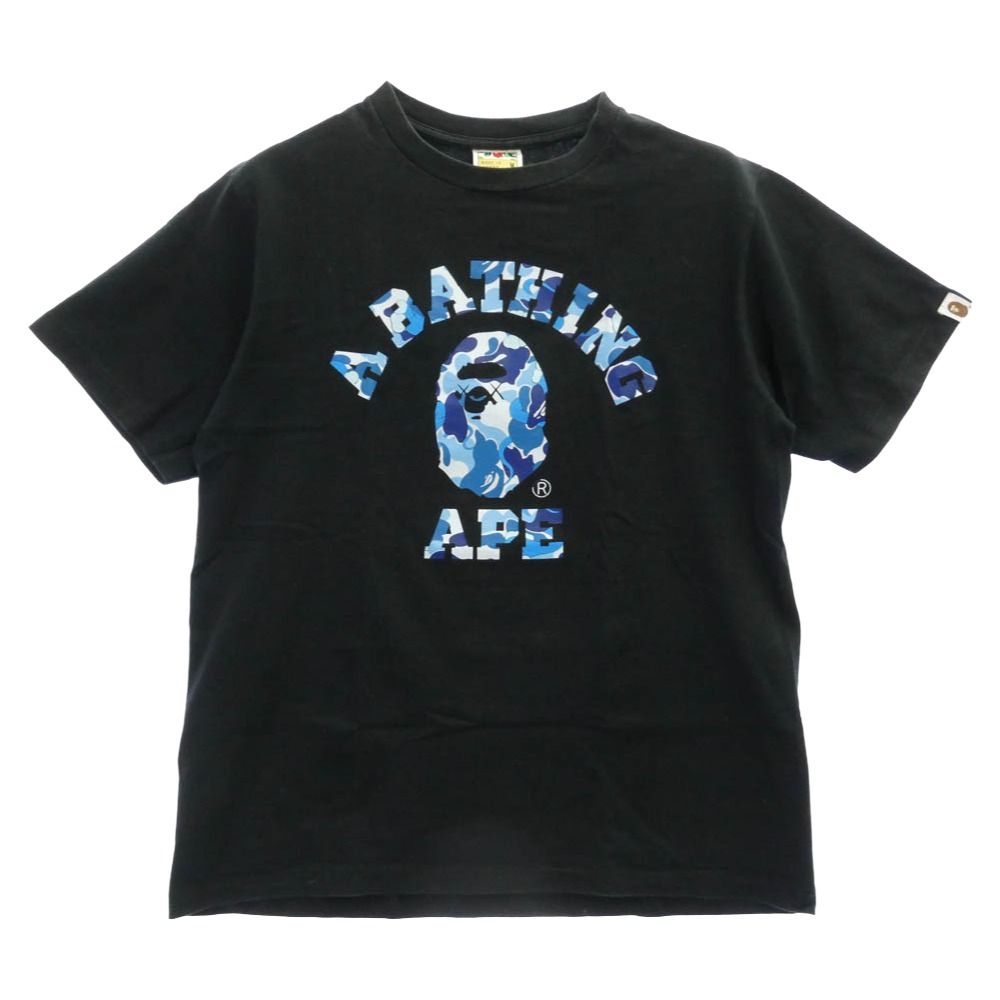 A BATHING APE アベイシングエイプ 猿カモ フェイスロゴプリント クルーネック 半袖 Tシャツ ブラック系 M【中古】