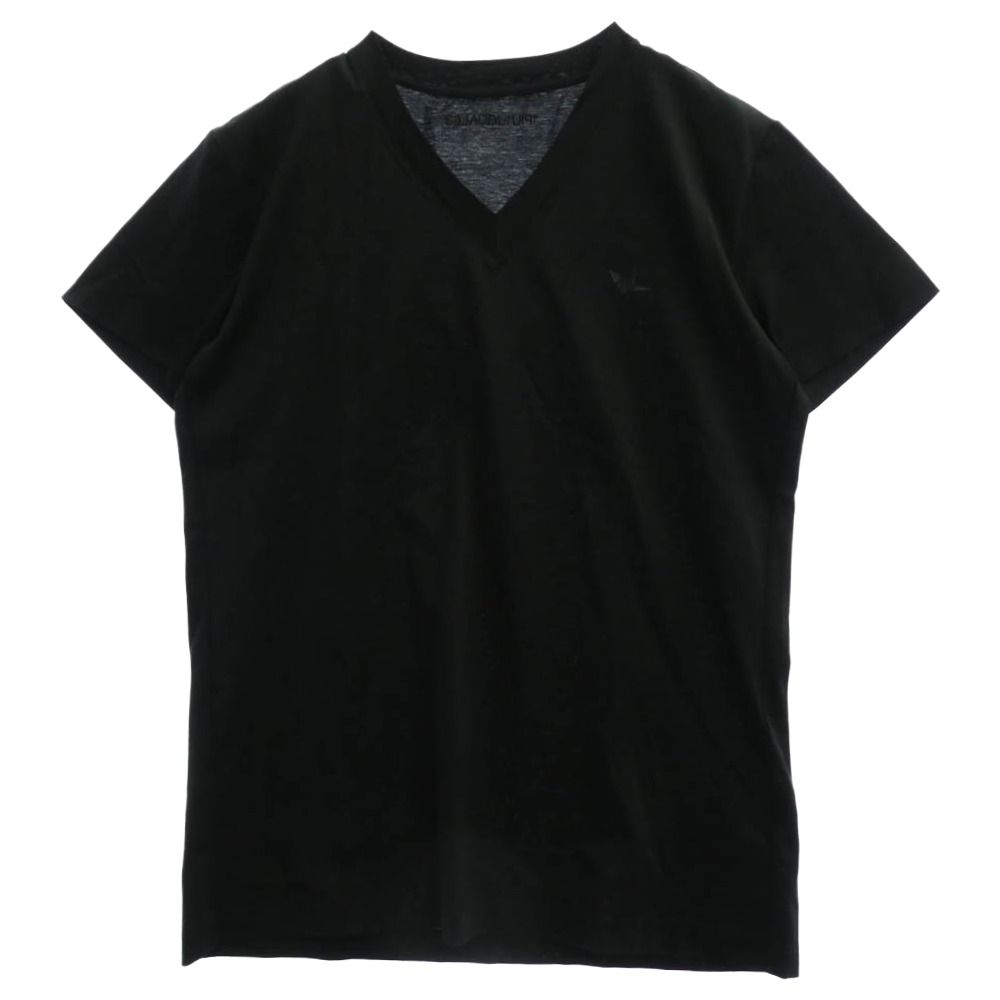 1piu1uguale3 ウノピュウノウグァーレトレ MRT240 COT306 本ライン 折り鶴ロゴ Vネック 半袖 Tシャツ カットソー ブラック系 Ⅴ【中古】