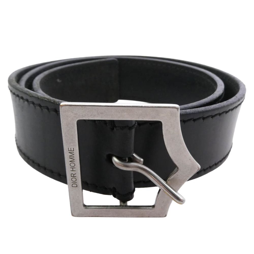 DIOR HOMME ディオールオム 05ss エディ期 Dバックル レザー ベルト ブラック系 85【中古】