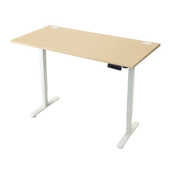 昇降デスク 電動 エコノミーモデル PSE適合 140cm 1400mm 耐荷重約70kg(脚部) スタンディングデスク 上下昇降 デスク 高さ調整 エルゴノミクス 昇降式デスク 昇降テーブル 9f (天板:140,ナチュラル)(脚色:ホワイト)