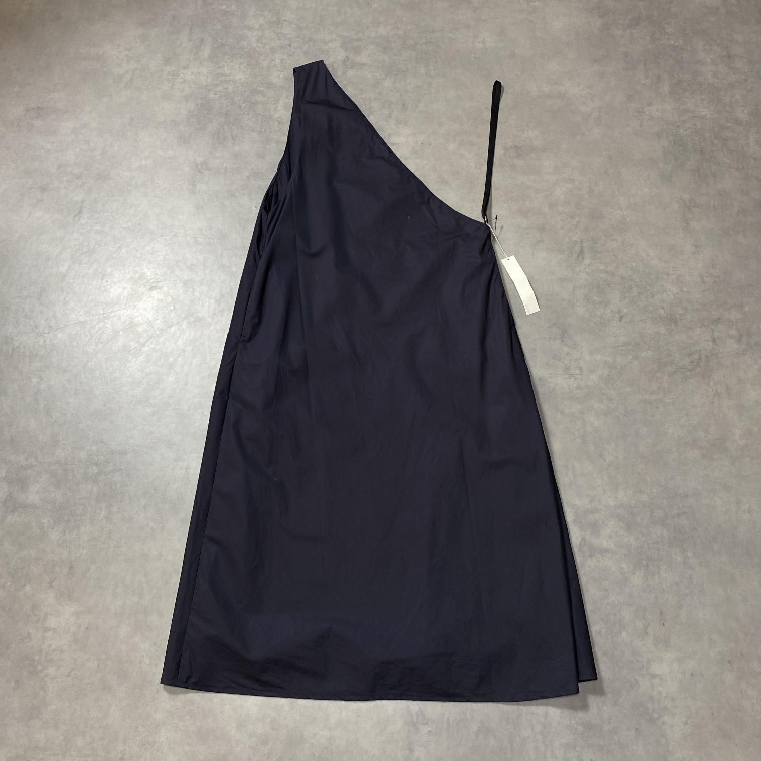 WQ1148●ゴーシュ:タグ付き ワンショルダーAラインワンピース ●2● ネイビー アシメトリー 定価¥30000- gorsch 日本製