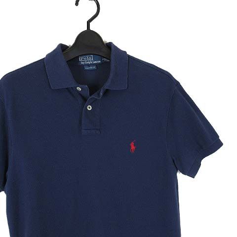 ポロ バイ ラルフローレン Polo by Ralph Lauren ポロシャツ 半袖 ポニー ロゴ 刺繍 カスタムフィット S 紺 ネイビー 赤 国内正規品