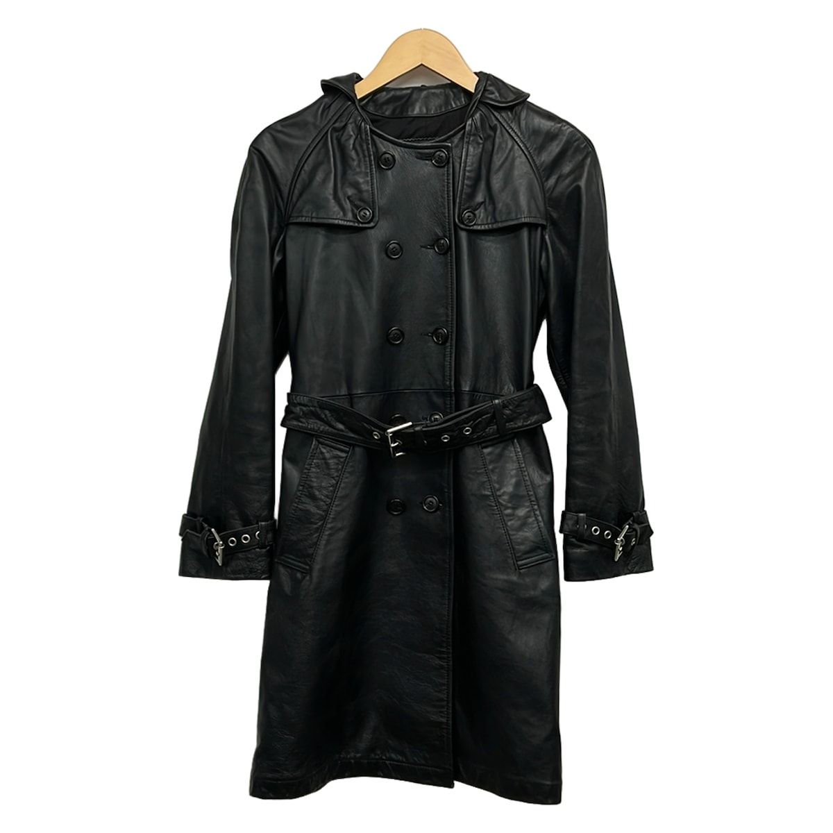 LOVE MOSCHINO(ラブモスキーノ) コート サイズI 42 レディース美品 黒 レザー/冬物