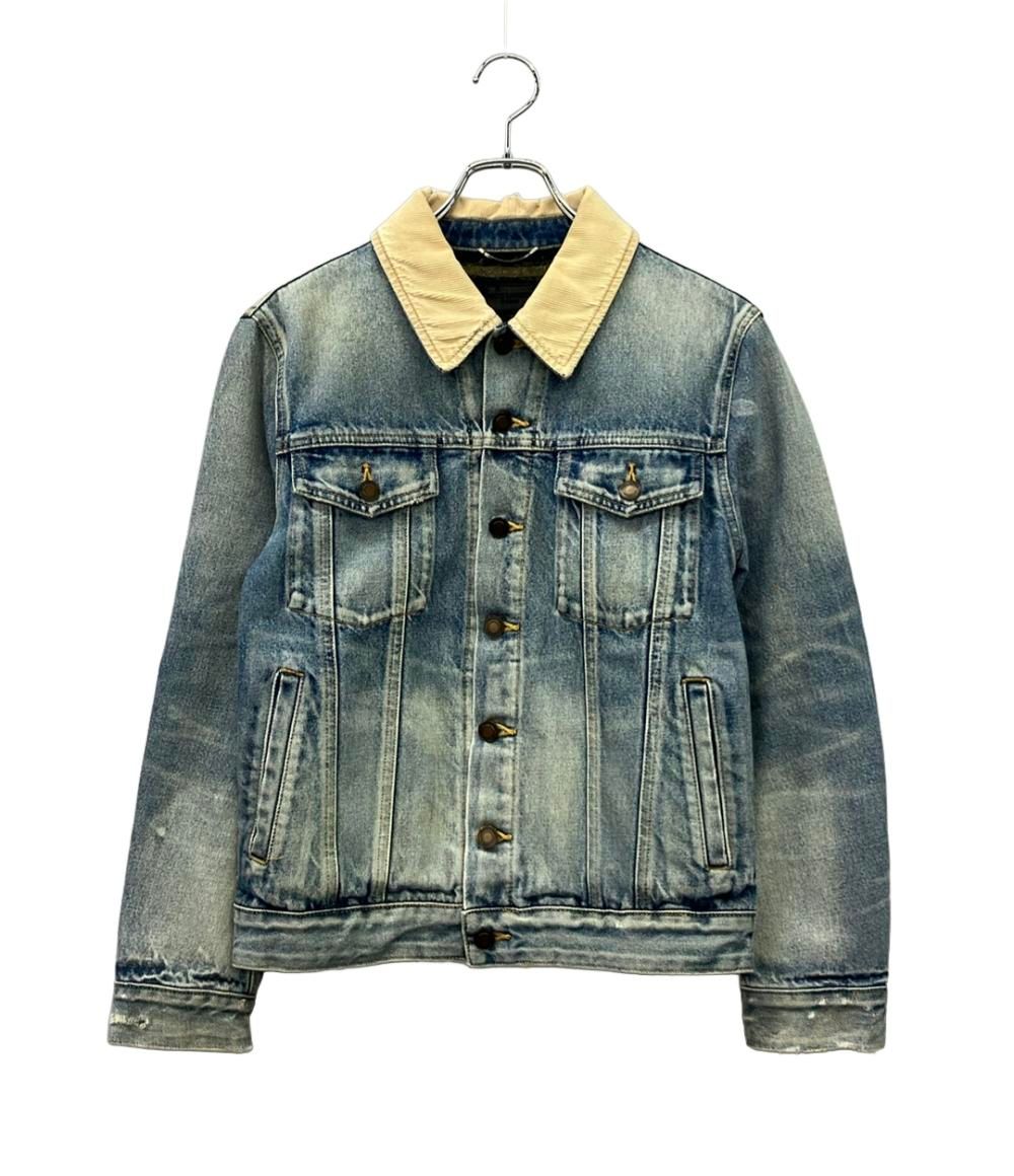 サンローラン デニムジャケット 襟コーデュロイ クラッシュ加工 530366 YA894 メンズ SIZE XS SAINT LAURENT