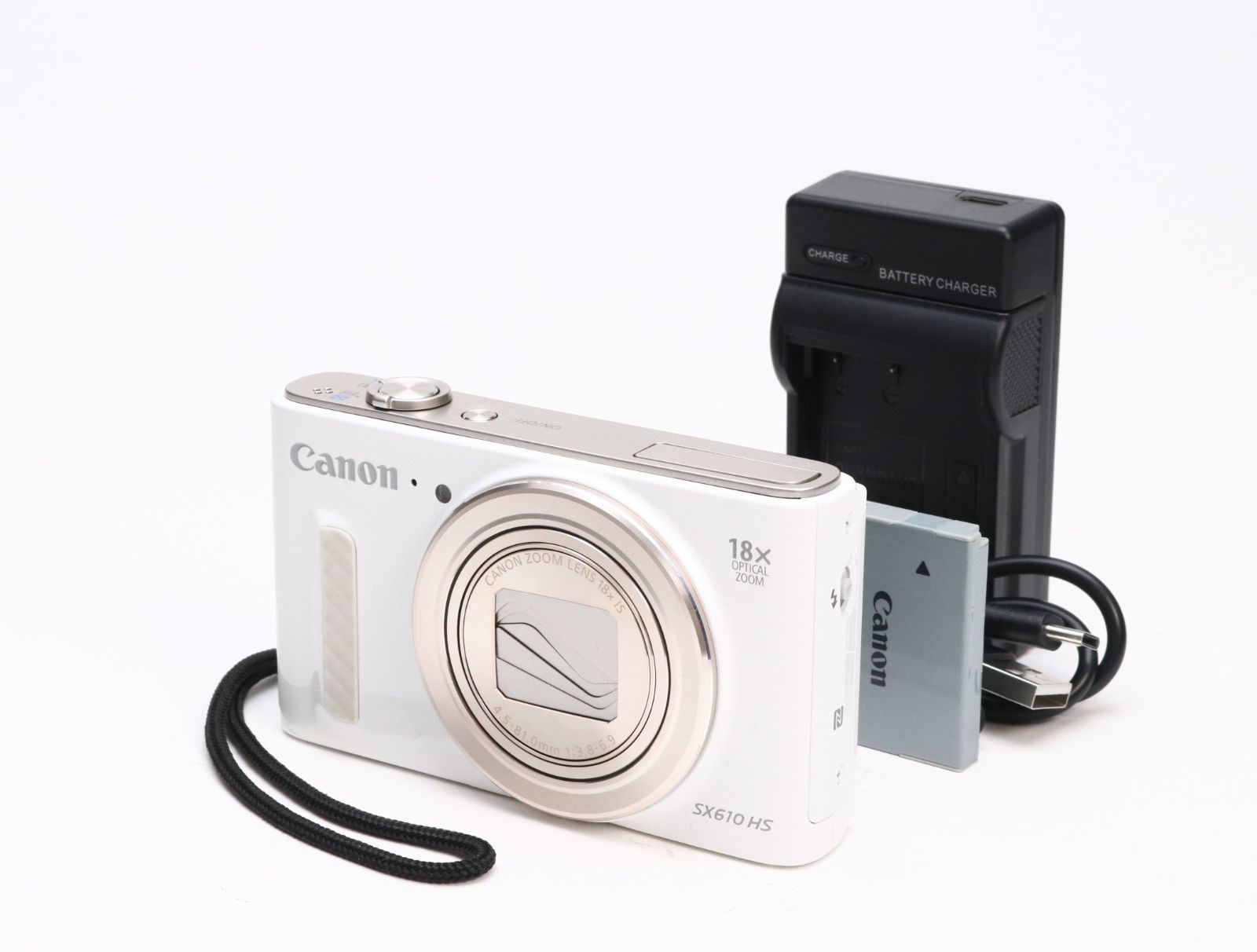A (美品) Canon キヤノン PowerShot SX610 HS ホワイト 初期不良返品対応 55-76
