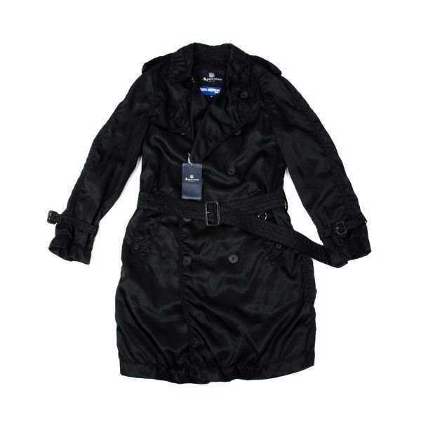 ジュンヤワタナベマン コムデギャルソンJUNYA WATANABE MAN COMME des GARCONS×アクアスキュータムAquascutum ナイロンパッカリングトレンチコート 黒M