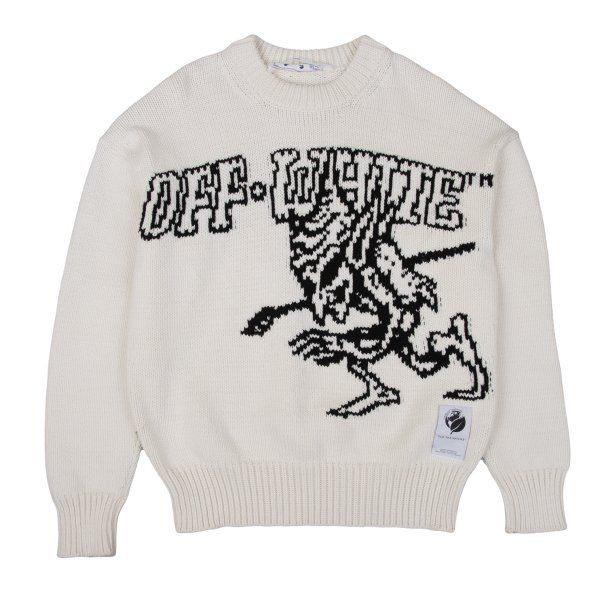 オフホワイトOff-White FOR THE NATURE コットン混ゴブリンインターシャニットセーター オフ黒S