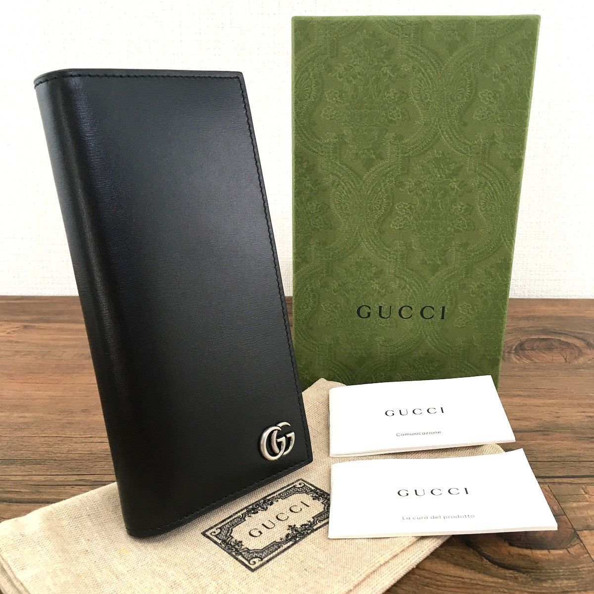 123 送料込み！ 未使用品 GUCCI 長財布 428740 プチマーモント ブラック 箱付き 46,200円