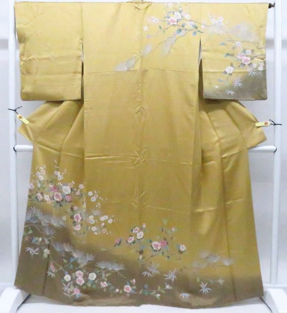 【一輝堂】訪問着 枝桜正絹 着物 身丈約165.5cm 裄丈約66cm 26z05-2455