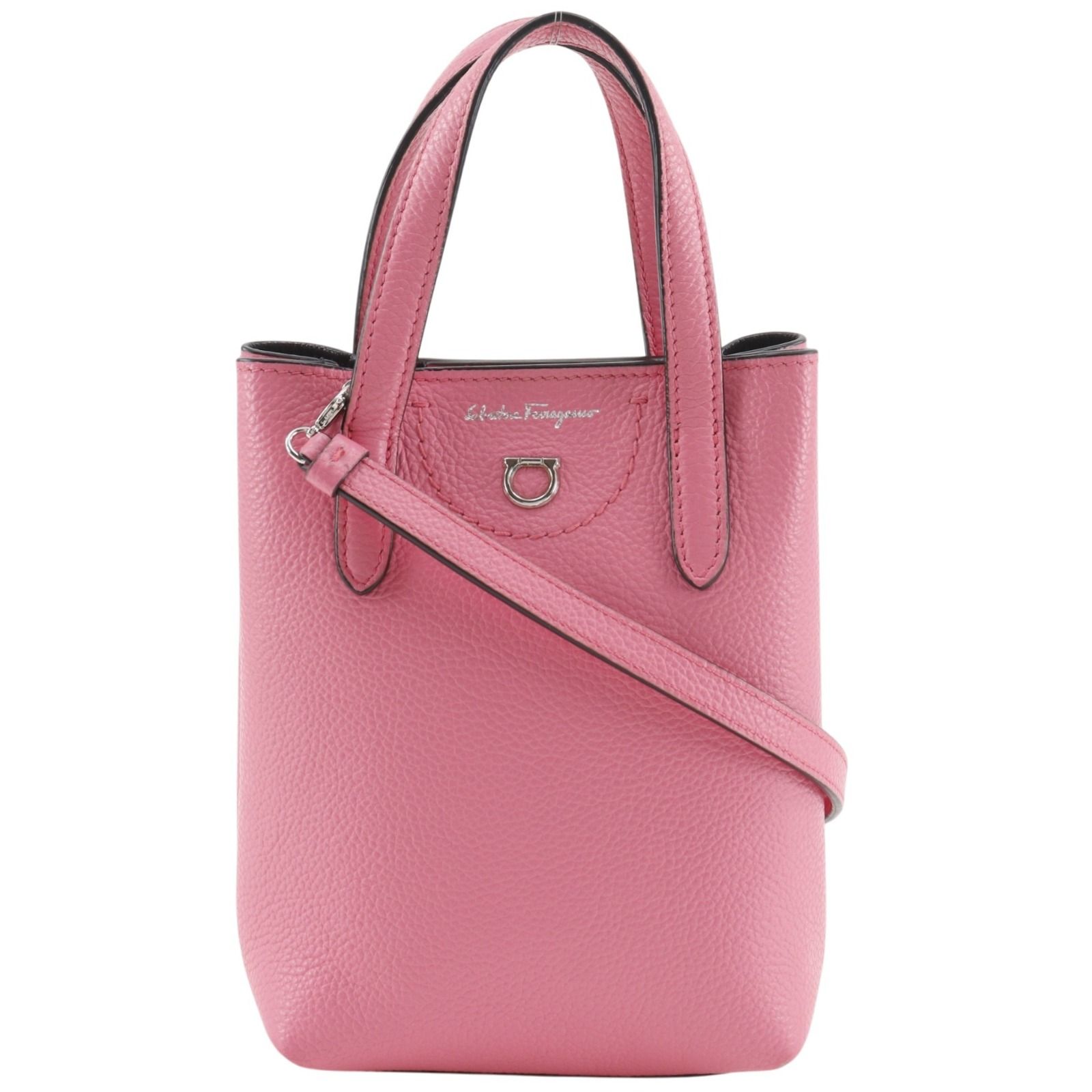 【Salvatore Ferragamo】サルヴァトーレフェラガモ ガンチーニ 2WAYショルダー GU-220024 レザー ピンク レディース ハンドバッグ