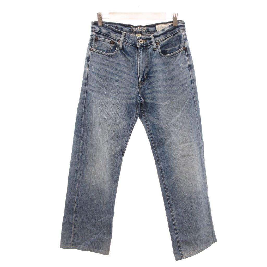ギャップ GAP デニムパンツ ジーンズ ウォッシュ加工 ダメージ加工 30✕30 青 ブルー ストレートシルエット 5ポケット /SD ■GY74