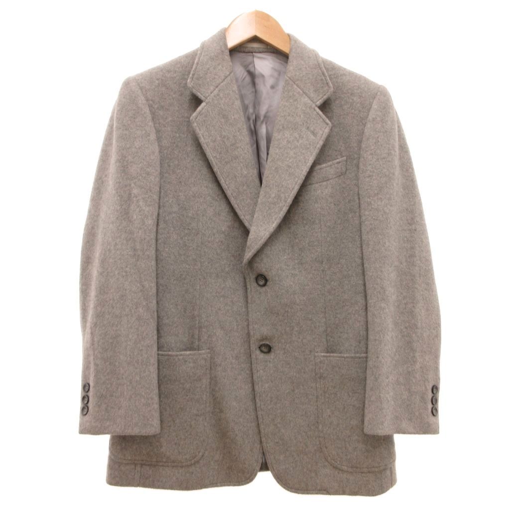 ランバン LANVIN テーラードジャケット ハーフ丈 アンゴラ混 モヘヤ混 絹 シルク混 R46-44 灰色 グレー 無地 ノッチドラペル /SD ■GY74