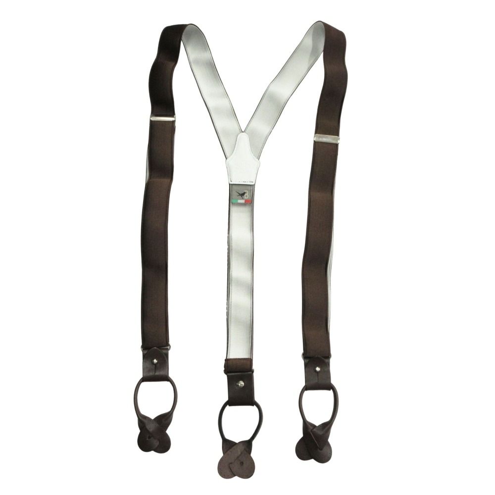 Bretelle&Braces ブレテッレ＆ブレイシーズ サスペンダー 吊りベルト イタリア ハンドメイド シルバー金具 ブラウン メンズ 古着 中古 USED