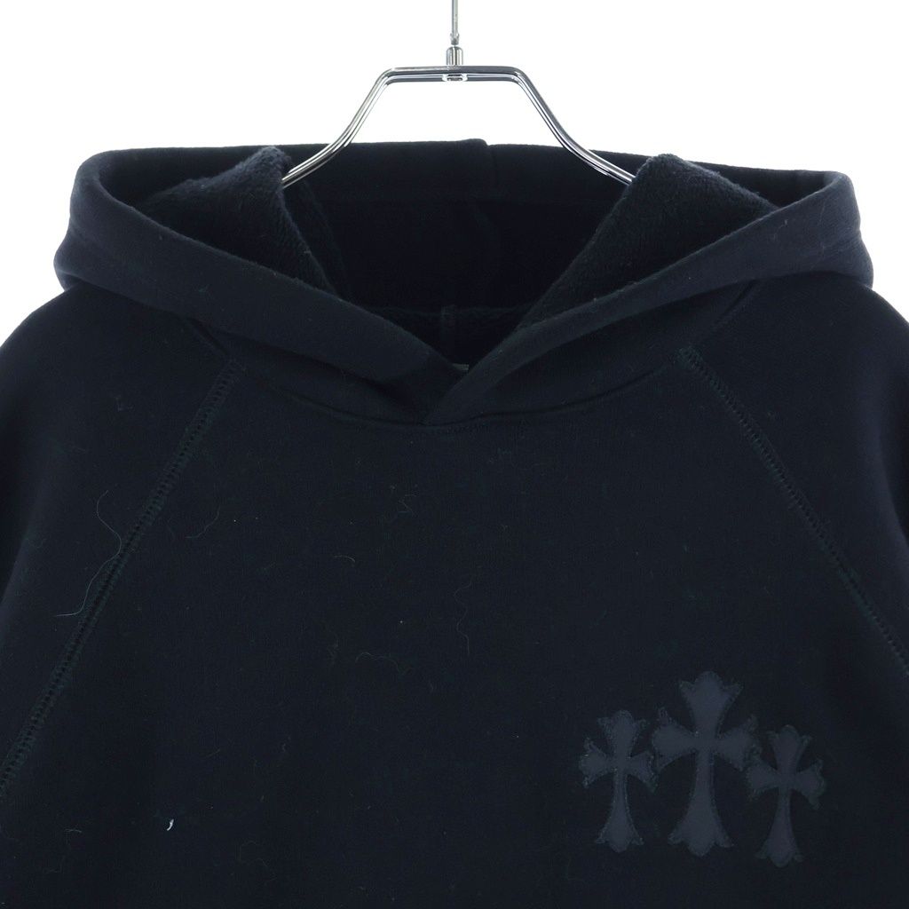 CHROME HEARTS クロムハーツ 7‐11 Y NOT Cemetery Cross Applique Embroidery Hoodie ワイノット セメタリークロス アップリケ刺繍 プルオーバーパーカー ブラック CHROME HEARTS (クロムハーツ) 7‐11 Y NOT Cemetery Cross Applique