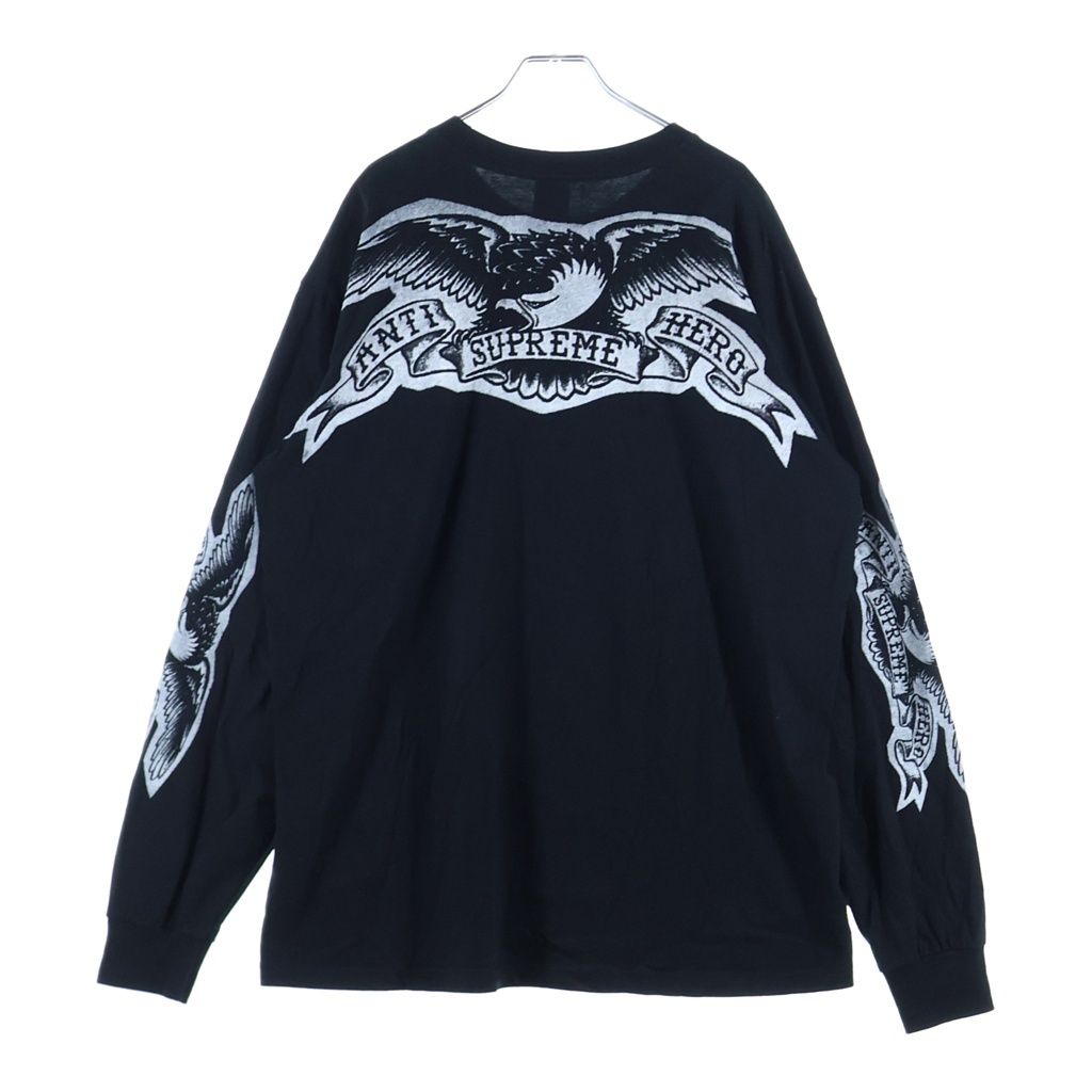SUPREME (シュプリーム) 25AW ×ANTI HERO Eagle L/S Tee アンタイヒーロー イーグル ロングスリーブカットソー ブラック