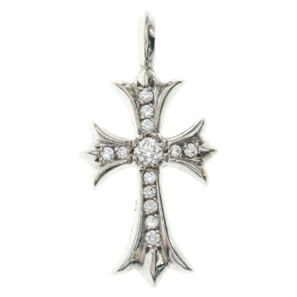 CHROME HEARTS (クロムハーツ) 18KWG TNY CRSF P/DIA タイニーファットクロス PAVEダイヤ ペンダントトップ ホワイトゴールド BCA008