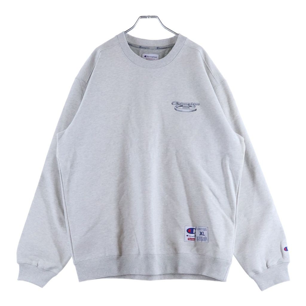 SUPREME (シュプリーム) 18AW ×CHAMPION 3D Metallic Crewneck チャンピオン メタリックロゴデザイン クルーネック スウェット トレーナー グレー