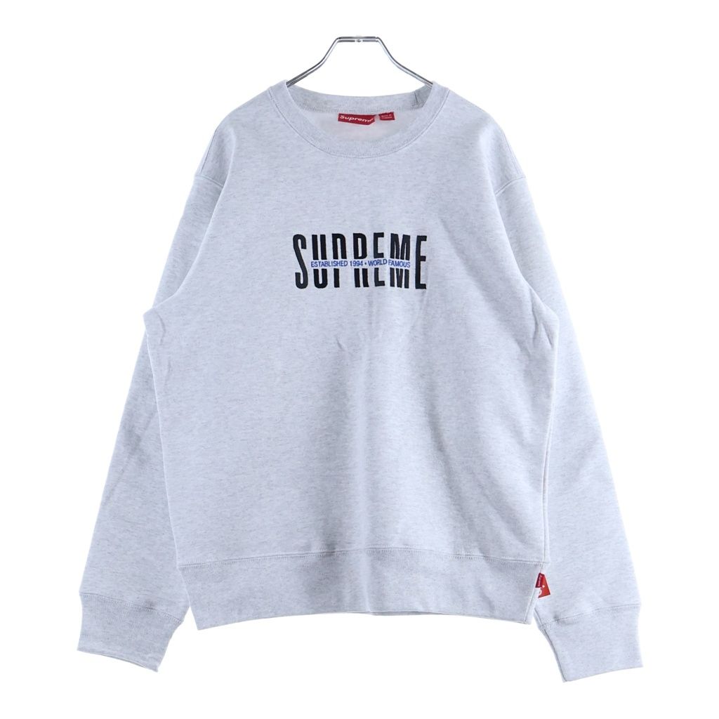 SUPREME (シュプリーム) 18AW World Famous Crewneck ワールド フェイマス ロゴデザイン クルーネック スウェット トレーナー グレー